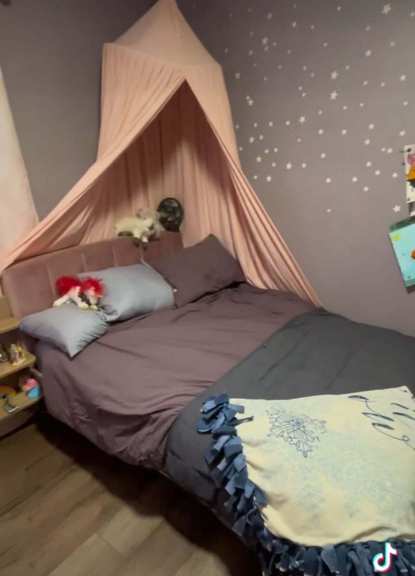 Pink Upholstered, Full-Size Bedframe, No Mattress
