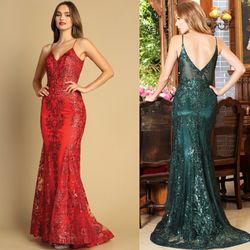 New With Tags Glitter Corset Bodice Fitted Long Formal Dress & Prom Dress $215