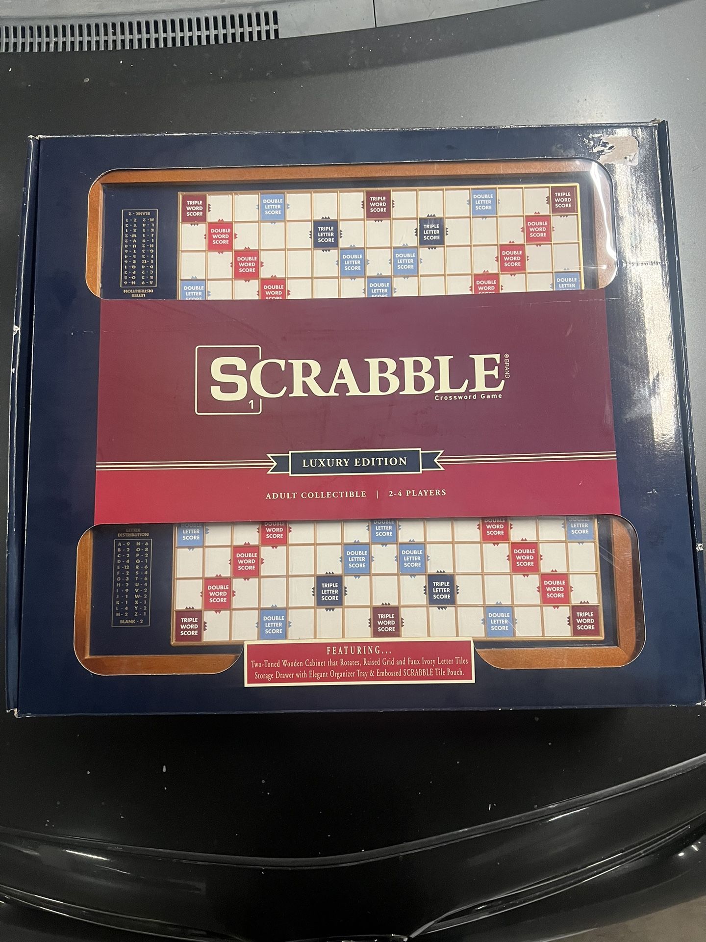 Scrabble Luxury Edition with Rotating Wooden Game Board WS Game Company