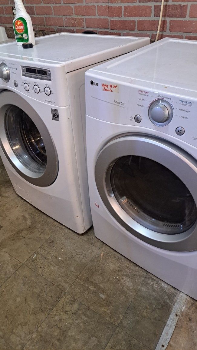 LG front load washer and dryer.