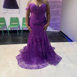 Purple Lace Prom Dress