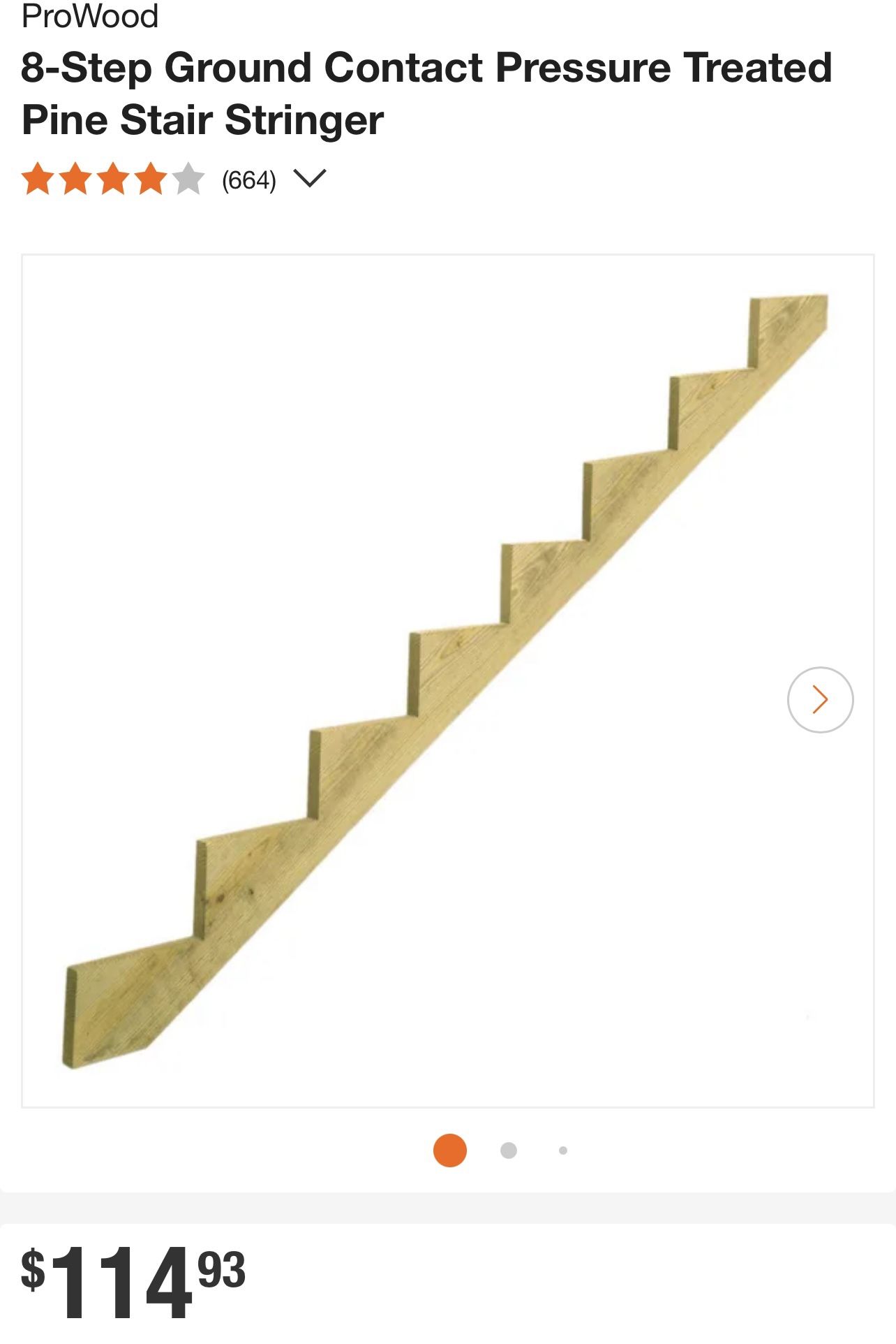 8 Step Ground Contact Pressure Treated Pine Stair Stringer 
