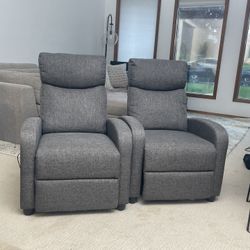Free Delivery! Pair of Grey Recliners with massage feature 