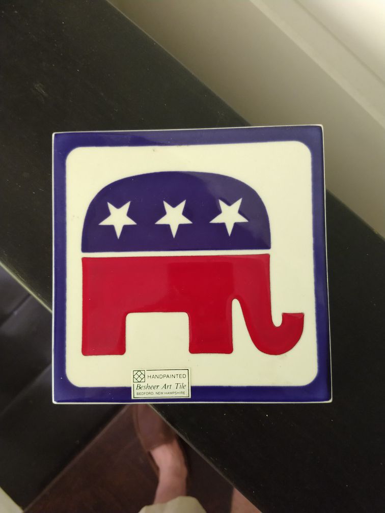 Republican wall hand-painted tile or trivet by besher art tile