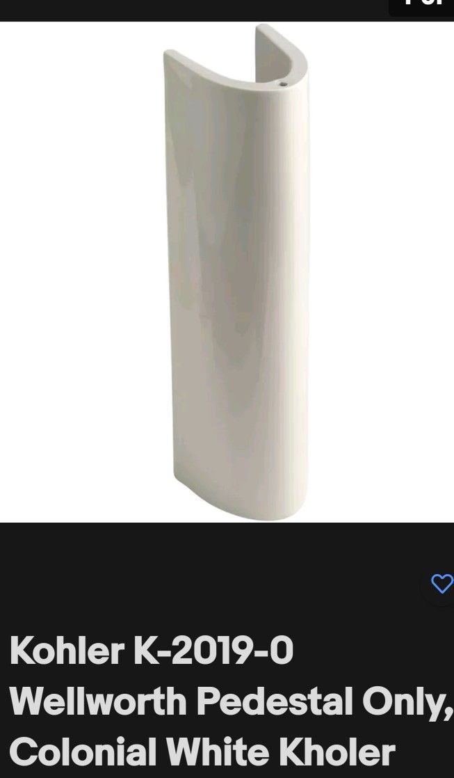 NIB KOHLER SINK PEDESTAL COLONIAL WHITE