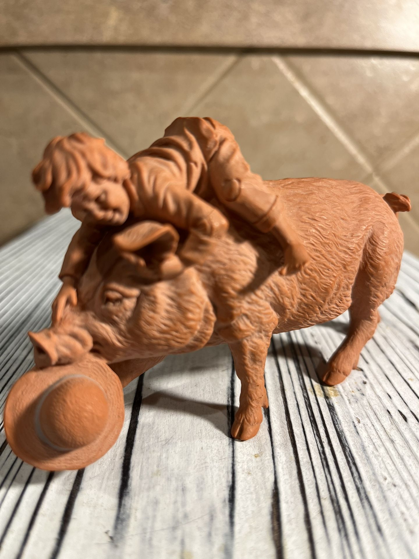 John Inhoff Fine Arts Homestead Life Collection Playful Boy Riding Pig