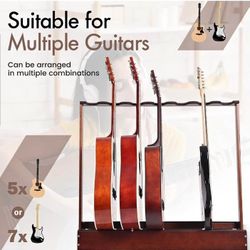 Verovita 7 Guitar Stand Hard Beech Wood Folding Rack

