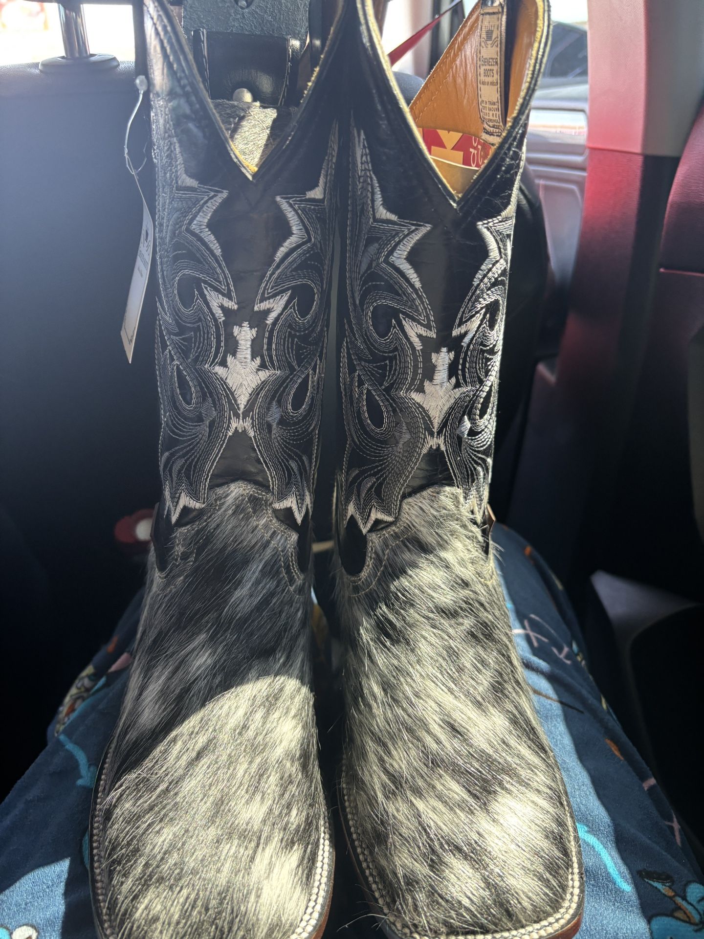 COW FUR BOOTS!!!!!!SIZE 8.5