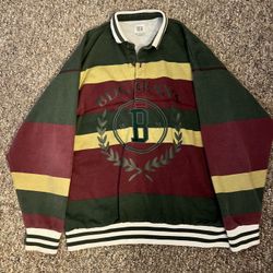 BDG Jeans Striped Quarter Zip Button Up Sweater Y2k