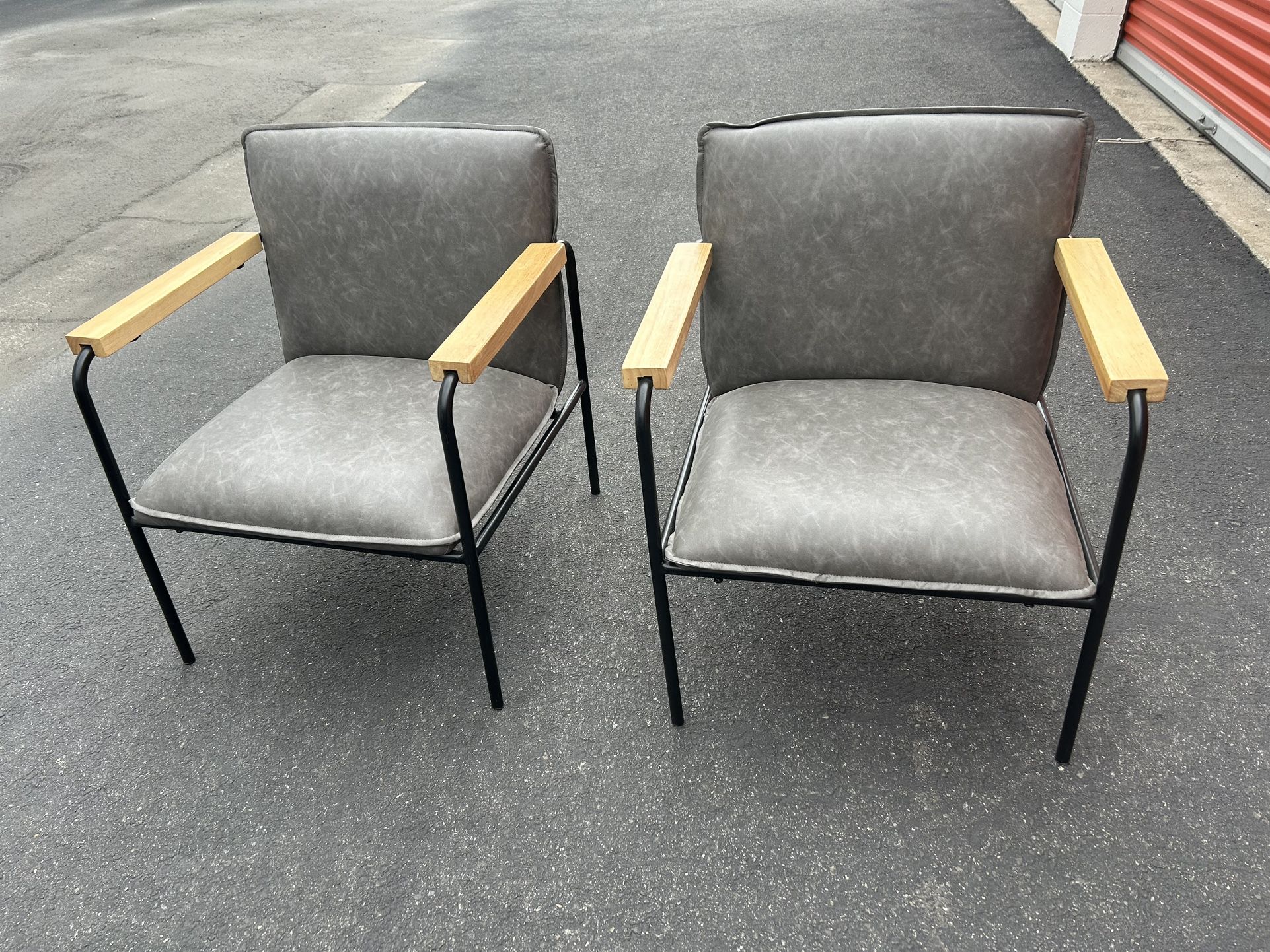 Amazon Grey Pleather Accent Chairs