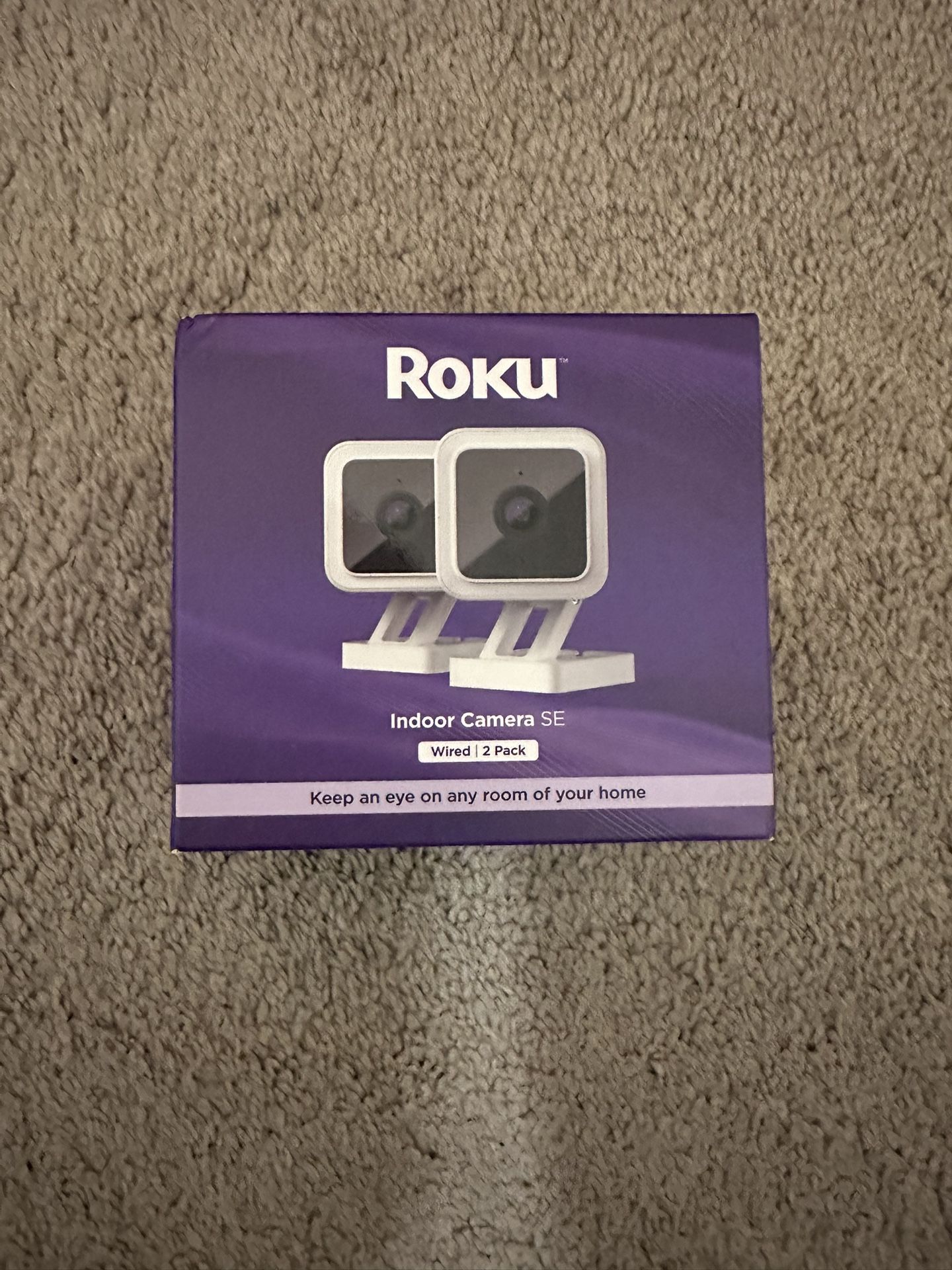 Roku Indoor Camera for Home Security, 2-Pack - Wired Security Camera with 1080p HD Color Night Vision