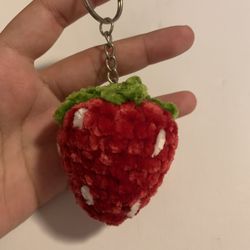 Crochet Strawberry Keychain 