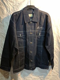 Neoshe Dark Wash Denim Jacket with Japanese Embroidery