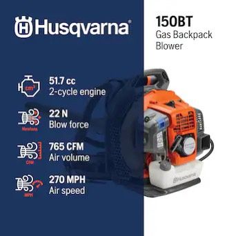 Husqvarna 150BT Backpack Leaf Blower Like New Barely Used