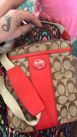 Coach Crossover Bag with Red stripe