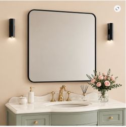 Black  frame mirror 22”L x22”Wx1”   square wall mirror for bathroom and entryway