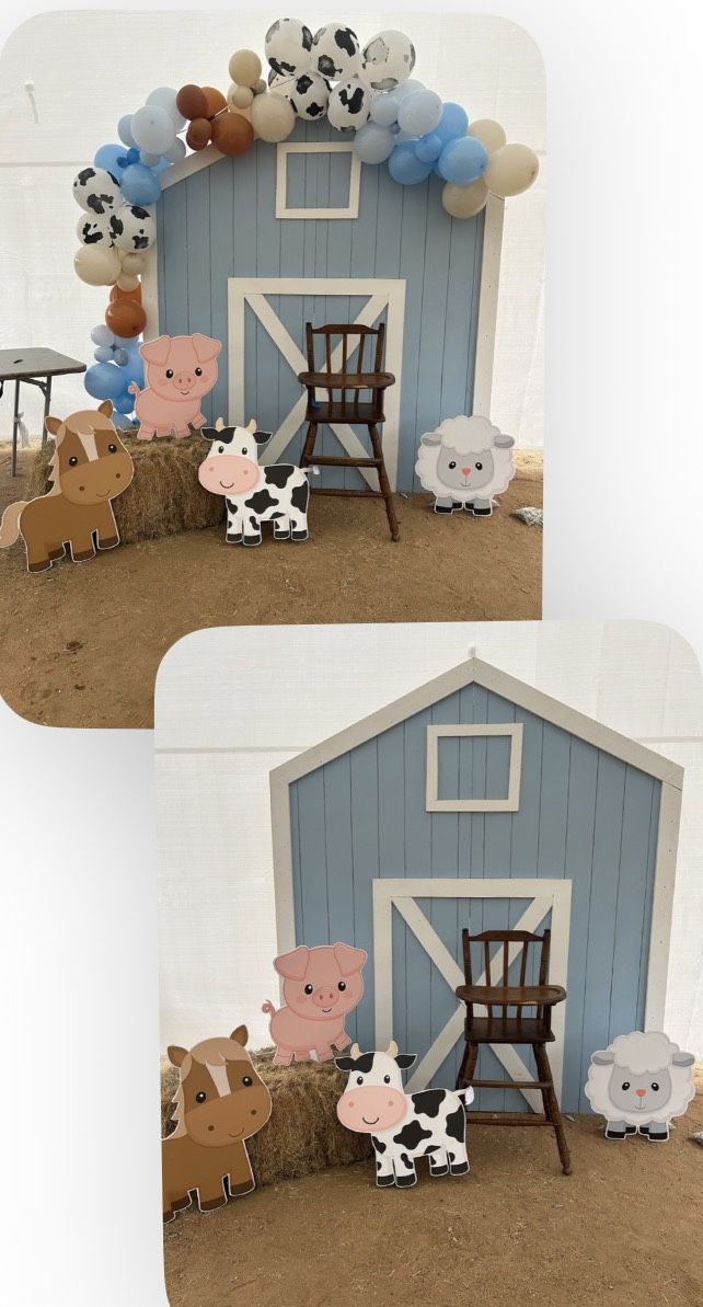 Farm barn Backdrop and Farm Anima Props