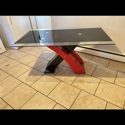Dining Table Set  in Red and Black With Chairs 