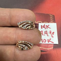 10K Solid Gold Earrings For Wedding 4.4Gr