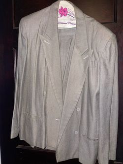 ✨ Argenti Size 14 Taupe Double-Breasted Skirt Suit – Like New