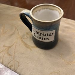 Stoneware COMPUTER GENIUS Blue Ombré Drip Glaze Coffee Mug