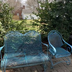 Vintage Wrought Iron Glider And Arm Chair