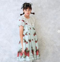 Melody BasKet Natural Strawberry OP One Piece Dress with Lace Collar
