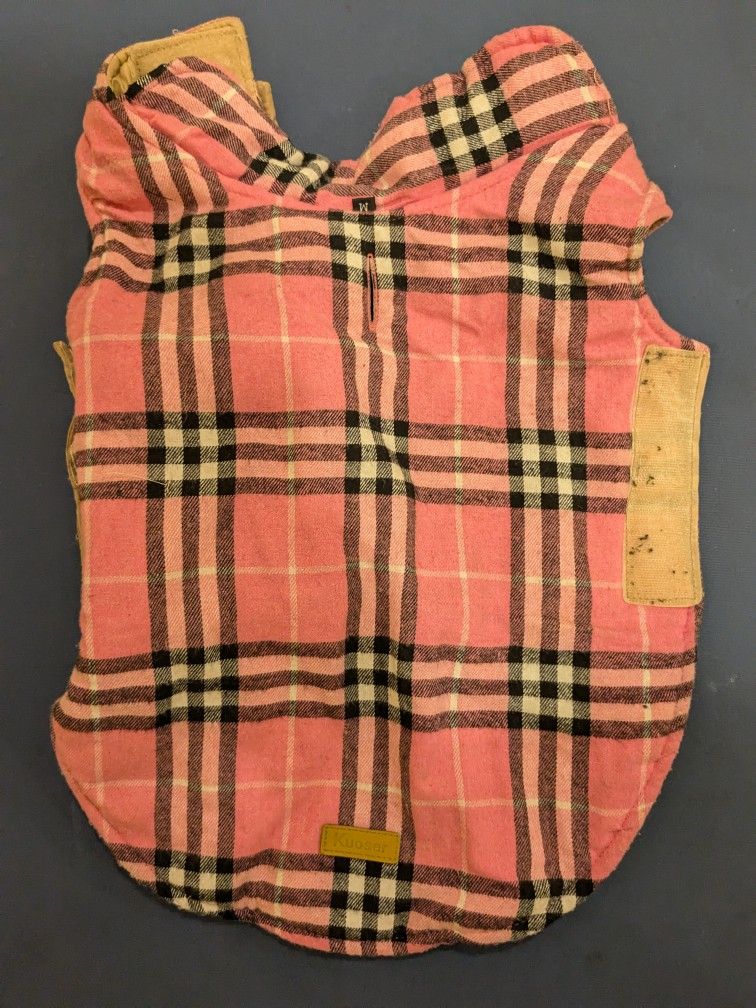 Kuoser Pink plaid dog jacket, size medium 