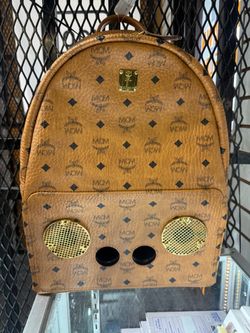 MCM Visetos Cognac Backpack with Speaker Grilles