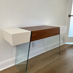 Console Table White Walnut Wood Modern