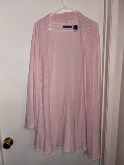 Long pink knit sweater