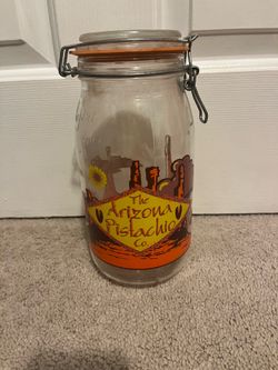 Vintage Arizona Pistachio co glass canister