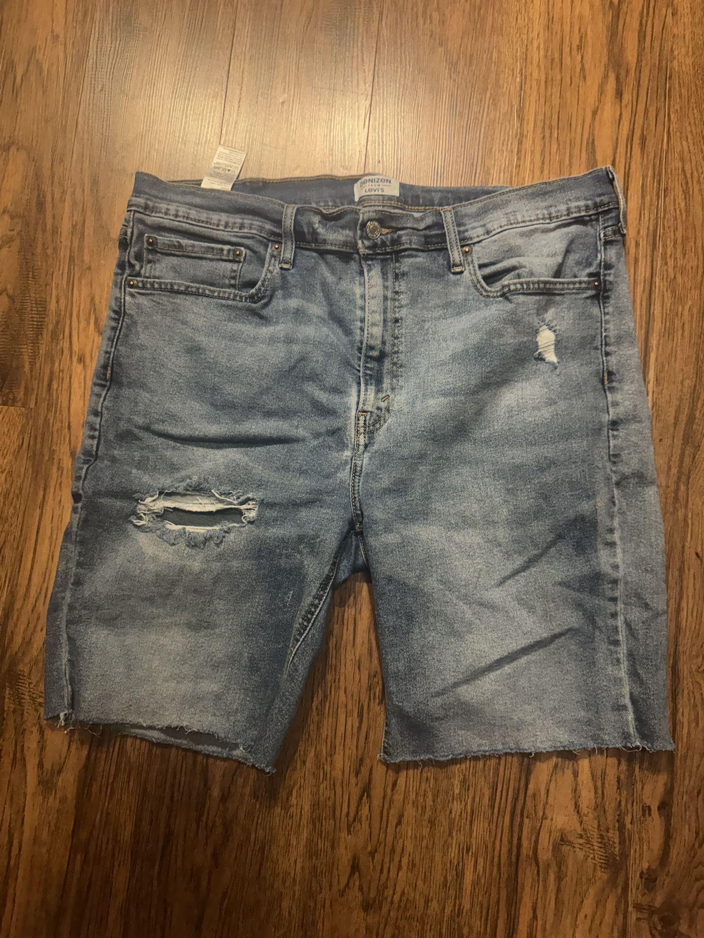 Denizen from Levi's Shorts Mens 38 Blue Denim Cutoff Frayed Hem Distressed