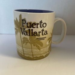 Starbucks Puerto Vallarta City Coffee Mug Palm Trees Purple 16 Oz 