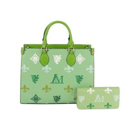 Tote Green Luxe Monogram Structured Satchel Bag