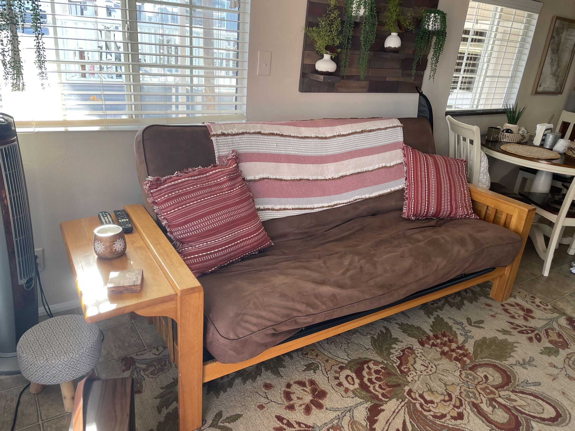 Full Size futon With Folding Side Tables 