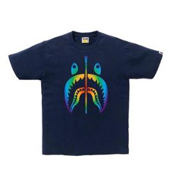 BAPE RAINBOW SHARK TEE NAVY SIZE 2XL