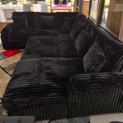 Mostar Corduroy fabric Sectional Couch W Storage Chaise Only $39 down payment 👉 Please ask Jon Green for a discount when you arrive!