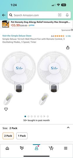 Brand New Wall Fans Simple Deluxe 2 Pack 