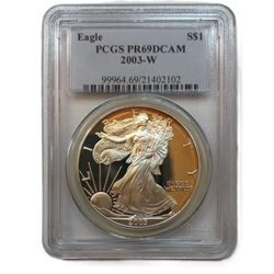 2003-W American Silver Eagle PCGS Graded PR69DCAM Proof Silver Dollar