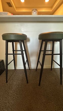 Bar Stools - Set of 2 - Forest Green