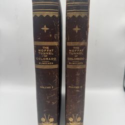 Antique & Rare Two-Volume Set Of “The Moffat Tunnel Of Colorado” 1927, Signed
