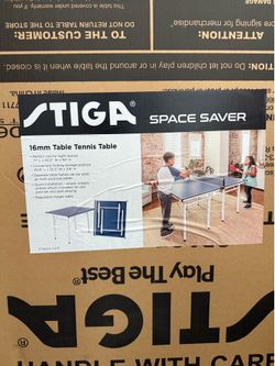 Stiga T8460W Space Saver Compact Ping Pong Table  $279 plus tax online  Stiga T1365 Performance Four-Player Ping Pong Paddle and Ball Set  $52.49 plus