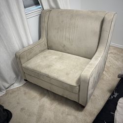 Baby Relax Hadley Upholstered Double Rocker Chair in Beige Microfiber