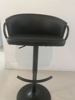 Leather And Dark Wood Bar Stools x2