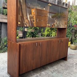 Vintage Late Mid Century Danish Modern Walnut Hutch / Buffet / Credenza