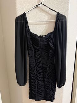 That’s So Fetch Black Ruched Long Sleeve Mini Dress Size 10