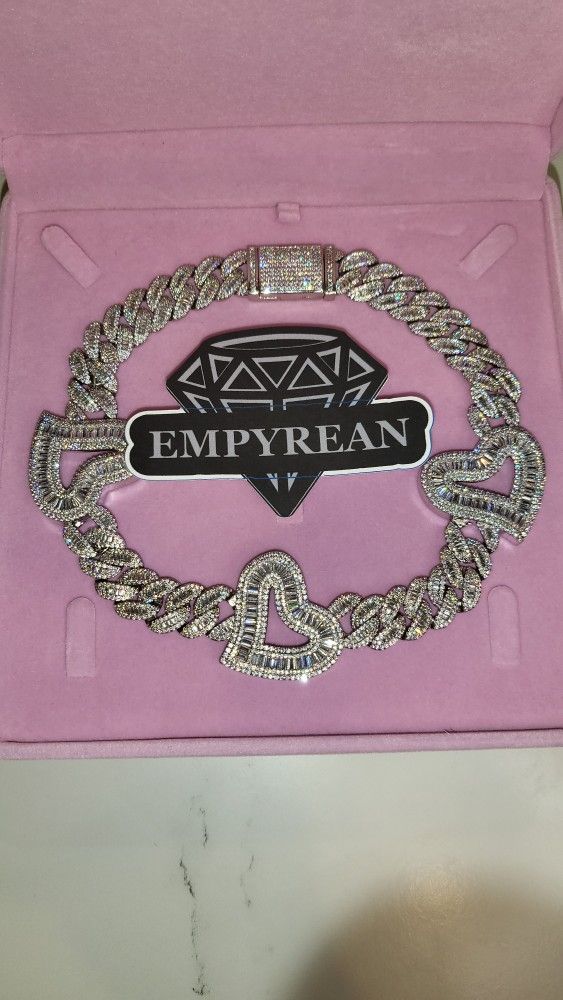 16 Inch Choker Cuban Heart Chain