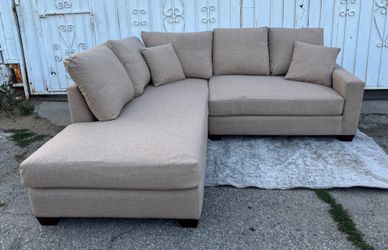 Comfy Beige Lounge Sectional Couch L Shape