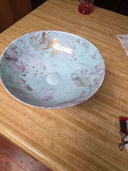 Vintage Bell of California Marbled Ceramic Pedestal Bowl